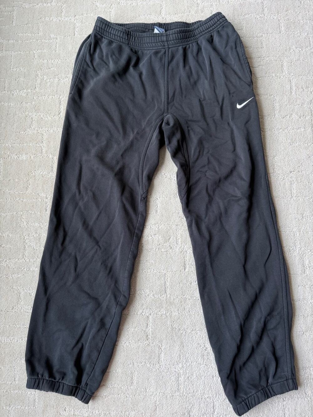 Nike Fleece Sweatpants Pants Mens Heavy Baggy Wide Leg Open Bottom